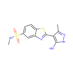 CNS(=O)(=O)c1ccc2sc(-c3c(C)n[nH]c3N)nc2c1 ZINC000114399050