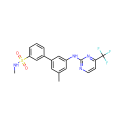 CNS(=O)(=O)c1cccc(-c2cc(C)cc(Nc3nccc(C(F)(F)F)n3)c2)c1 ZINC001772623268