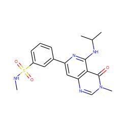 CNS(=O)(=O)c1cccc(-c2cc3ncn(C)c(=O)c3c(NC(C)C)n2)c1 ZINC000115626231