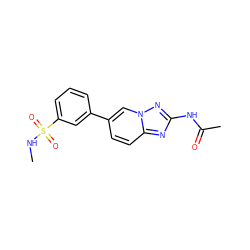 CNS(=O)(=O)c1cccc(-c2ccc3nc(NC(C)=O)nn3c2)c1 ZINC000084711837