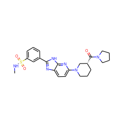 CNS(=O)(=O)c1cccc(-c2nc3ccc(N4CCC[C@@H](C(=O)N5CCCC5)C4)nc3[nH]2)c1 ZINC001772587890