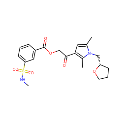 CNS(=O)(=O)c1cccc(C(=O)OCC(=O)c2cc(C)n(C[C@@H]3CCCO3)c2C)c1 ZINC000009661980