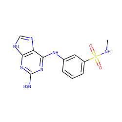 CNS(=O)(=O)c1cccc(Nc2nc(N)nc3[nH]cnc23)c1 ZINC000473122436