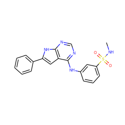 CNS(=O)(=O)c1cccc(Nc2ncnc3[nH]c(-c4ccccc4)cc23)c1 ZINC000146256051