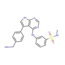 CNS(=O)(=O)c1cccc(Nc2ncnc3[nH]cc(-c4ccc(CN)cc4)c23)c1 ZINC000204861763