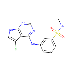 CNS(=O)(=O)c1cccc(Nc2ncnc3[nH]cc(Cl)c23)c1 ZINC000146107020