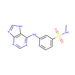 CNS(=O)(=O)c1cccc(Nc2ncnc3nc[nH]c23)c1 ZINC000146275183