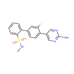 CNS(=O)(=O)c1ccccc1-c1ccc(-c2cnc(N)nc2)c(F)c1 ZINC000224728344