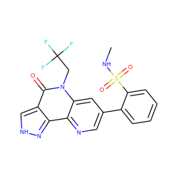 CNS(=O)(=O)c1ccccc1-c1cnc2c3n[nH]cc3c(=O)n(CC(F)(F)F)c2c1 ZINC000473132416