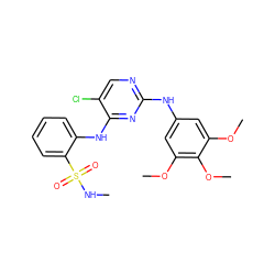 CNS(=O)(=O)c1ccccc1Nc1nc(Nc2cc(OC)c(OC)c(OC)c2)ncc1Cl ZINC000003925200