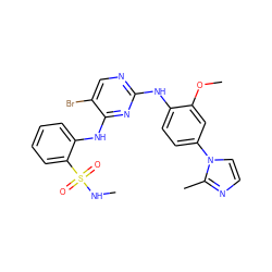 CNS(=O)(=O)c1ccccc1Nc1nc(Nc2ccc(-n3ccnc3C)cc2OC)ncc1Br ZINC000049708832