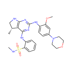 CNS(=O)(=O)c1ccccc1Nc1nc(Nc2ccc(N3CCOCC3)cc2OC)nc2c1[C@H](C)CN2 ZINC000221671147