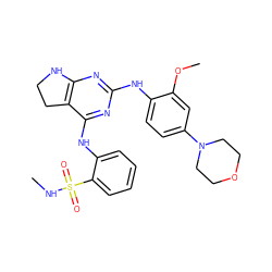 CNS(=O)(=O)c1ccccc1Nc1nc(Nc2ccc(N3CCOCC3)cc2OC)nc2c1CCN2 ZINC000200862106