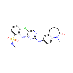 CNS(=O)(=O)c1ccccc1Nc1nc(Nc2ccc3c(c2)CCCC(=O)N3C)ncc1Cl ZINC000084713097