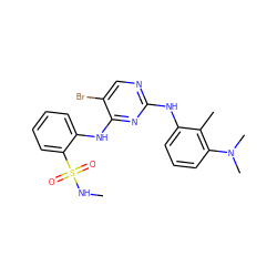 CNS(=O)(=O)c1ccccc1Nc1nc(Nc2cccc(N(C)C)c2C)ncc1Br ZINC000045286048