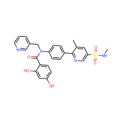 CNS(=O)(=O)c1cnc(-c2ccc(N(Cc3cccnc3)C(=O)c3ccc(O)cc3O)cc2)c(C)c1 ZINC000653748731