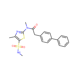 CNS(=O)(=O)c1sc(N(C)C(=O)Cc2ccc(-c3ccccc3)cc2)nc1C ZINC000033488765