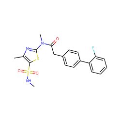 CNS(=O)(=O)c1sc(N(C)C(=O)Cc2ccc(-c3ccccc3F)cc2)nc1C ZINC000147940749