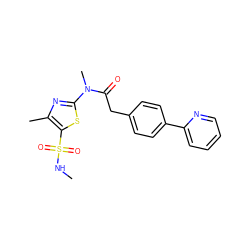 CNS(=O)(=O)c1sc(N(C)C(=O)Cc2ccc(-c3ccccn3)cc2)nc1C ZINC000003988533