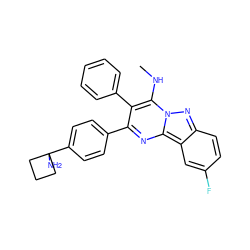 CNc1c(-c2ccccc2)c(-c2ccc(C3(N)CCC3)cc2)nc2c3cc(F)ccc3nn12 ZINC000143448161