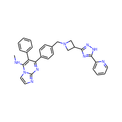 CNc1c(-c2ccccc2)c(-c2ccc(CN3CC(c4n[nH]c(-c5ccccn5)n4)C3)cc2)nc2nccn12 ZINC000166799611