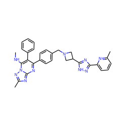 CNc1c(-c2ccccc2)c(-c2ccc(CN3CC(c4nc(-c5cccc(C)n5)n[nH]4)C3)cc2)nc2nc(C)nn12 ZINC000205498113