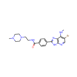 CNc1c(Br)cnc2[nH]c(-c3ccc(C(=O)NCCN4CCN(C)CC4)cc3)nc12 ZINC000084602252