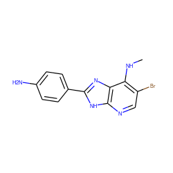 CNc1c(Br)cnc2[nH]c(-c3ccc(N)cc3)nc12 ZINC000084602653