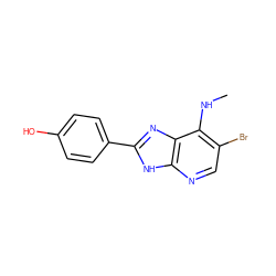 CNc1c(Br)cnc2[nH]c(-c3ccc(O)cc3)nc12 ZINC000084602152