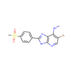 CNc1c(Br)cnc2[nH]c(-c3ccc(S(C)(=O)=O)cc3)nc12 ZINC000084617427