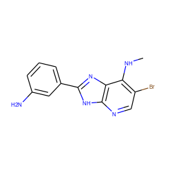 CNc1c(Br)cnc2[nH]c(-c3cccc(N)c3)nc12 ZINC000084633464