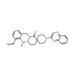 CNc1c(C=N)cccc1CN1CCCC2(CCN(c3cnc4ccccc4n3)CC2)C1=O ZINC000096173145