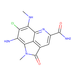 CNc1c(Cl)c(N)c2c3c(cc(C(N)=O)nc13)C(=O)N2C ZINC000073198186