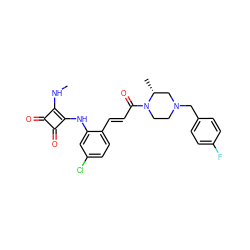 CNc1c(Nc2cc(Cl)ccc2/C=C/C(=O)N2CCN(Cc3ccc(F)cc3)C[C@H]2C)c(=O)c1=O ZINC000101090383