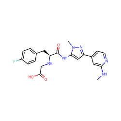 CNc1cc(-c2cc(NC(=O)[C@H](Cc3ccc(F)cc3)NCC(=O)O)n(C)n2)ccn1 ZINC000096284444