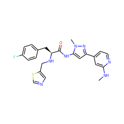 CNc1cc(-c2cc(NC(=O)[C@H](Cc3ccc(F)cc3)NCc3cncs3)n(C)n2)ccn1 ZINC000096284452