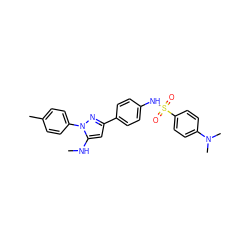 CNc1cc(-c2ccc(NS(=O)(=O)c3ccc(N(C)C)cc3)cc2)nn1-c1ccc(C)cc1 ZINC000026381449