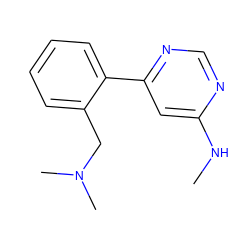 CNc1cc(-c2ccccc2CN(C)C)ncn1 ZINC000004266548