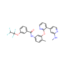 CNc1cc(-c2cccnc2Oc2cc(NC(=O)c3cccc(OC(F)(F)C(F)F)c3)ccc2C)ccn1 ZINC000028896931