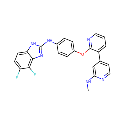 CNc1cc(-c2cccnc2Oc2ccc(Nc3nc4c(F)c(F)ccc4[nH]3)cc2)ccn1 ZINC000095921286