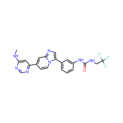 CNc1cc(-c2ccn3c(-c4cccc(NC(=O)NCC(F)(F)F)c4)cnc3c2)ncn1 ZINC000169704659