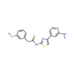 CNc1cc(-c2csc(NC(=O)Cc3cccc(OC)c3)n2)ccn1 ZINC000113836154