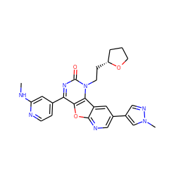 CNc1cc(-c2nc(=O)n(CC[C@@H]3CCCO3)c3c2oc2ncc(-c4cnn(C)c4)cc23)ccn1 ZINC000096907470