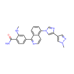 CNc1cc(-c2nccc3c(-n4cnc(-c5cnn(C)c5)c4)cccc23)ccc1C(N)=O ZINC000145443228