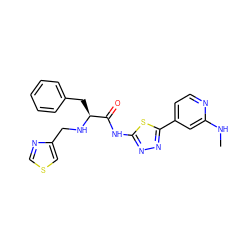 CNc1cc(-c2nnc(NC(=O)[C@H](Cc3ccccc3)NCc3cscn3)s2)ccn1 ZINC000095555093