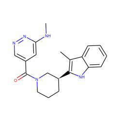 CNc1cc(C(=O)N2CCC[C@H](c3[nH]c4ccccc4c3C)C2)cnn1 ZINC000473133999