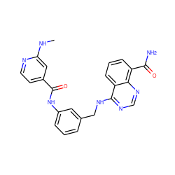 CNc1cc(C(=O)Nc2cccc(CNc3ncnc4c(C(N)=O)cccc34)c2)ccn1 ZINC000166950071