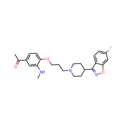 CNc1cc(C(C)=O)ccc1OCCCN1CCC(c2noc3cc(F)ccc23)CC1 ZINC000013740852