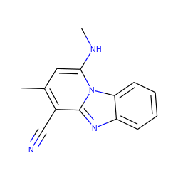 CNc1cc(C)c(C#N)c2nc3ccccc3n12 ZINC000000245268