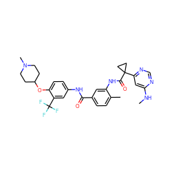 CNc1cc(C2(C(=O)Nc3cc(C(=O)Nc4ccc(OC5CCN(C)CC5)c(C(F)(F)F)c4)ccc3C)CC2)ncn1 ZINC001772639751